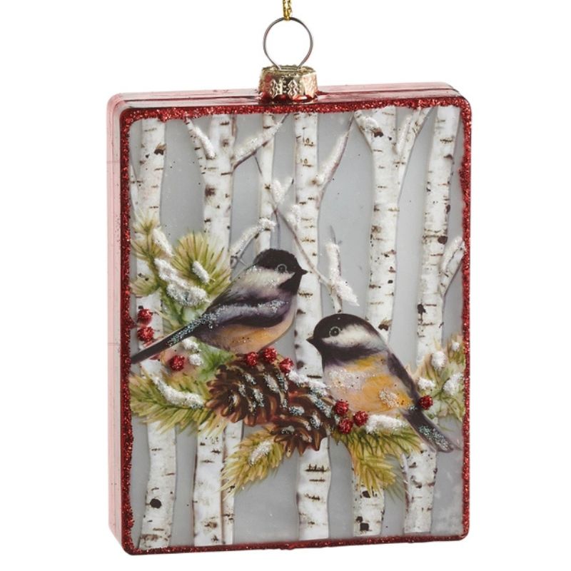 Chickadee on Branch Rectangle Ornament